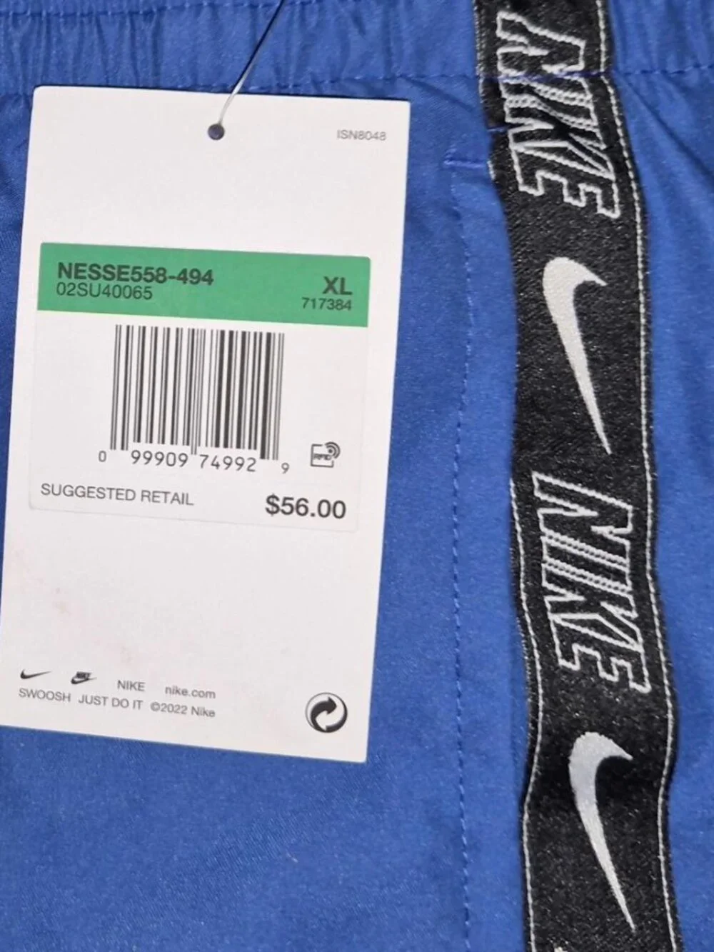 BRAND NEW WITH TAGS NIKE NESSF558-494 MEN'S BLUE 9